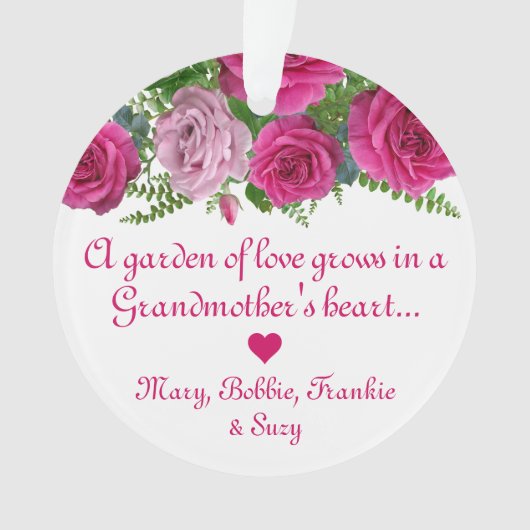 エレガントバラおばあちゃんオーナメントfrom Grandkids オーナメント (正面)