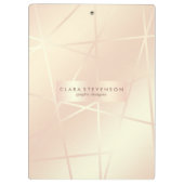 エレガントバラかわいらし金ゴールドと赤面ピンクの幾何学 クリップボード (裏面)