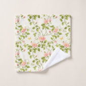 エレガントバラつる植物及びストライプ バスタオルセット (ウォッシュタオル)