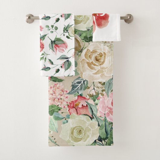 エレガントバラとクリームフローラの水色 バスタオルセット (インサイチュ)