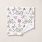 エレガントバラに金ゴールドが刻ま葉れた バスタオルセット (ウォッシュタオル)