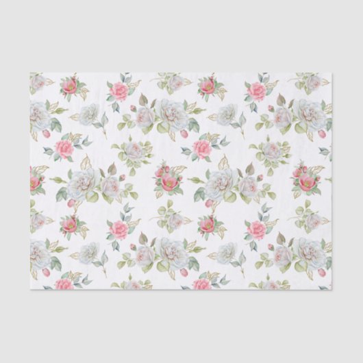 エレガントバラに金ゴールドが刻ま葉れた 薄葉紙 (正面)