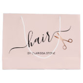 エレガントバラのモダンハサミ金ゴールド ラージペーパーバッグ (裏面)