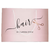 エレガントバラのモダンハサミ金ゴールド ラージペーパーバッグ (裏面)