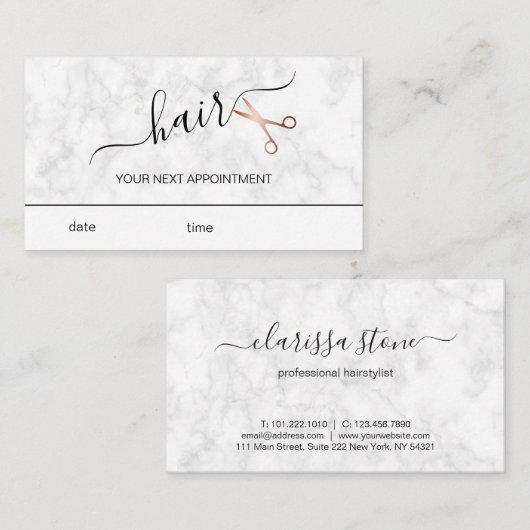 エレガントバラのモダンハサミ金ゴールド 予約カード (正面/裏面)