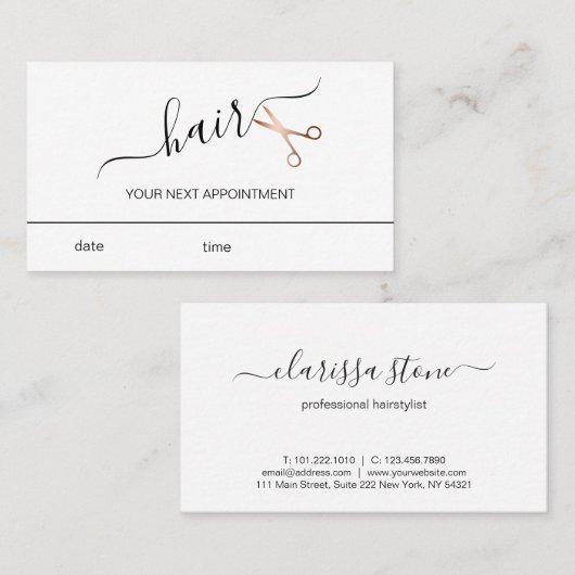 エレガントバラのモダンハサミ金ゴールド 予約カード (正面/裏面)