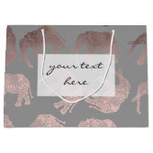 エレガントバラの澄ん金ゴールド部族ゾウパターン ラージペーパーバッグ (正面)