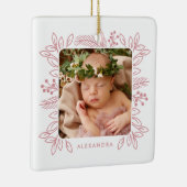 エレガントバラの葉のフレーム初めてのクリスマス写真 セラミックオーナメント (右)