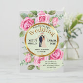 エレガントバラをテーマ結婚にした新郎新婦の家 招待状 (スタンド正面)