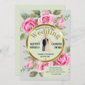 エレガントバラをテーマ結婚にした新郎新婦の家 招待状 (正面/裏面)