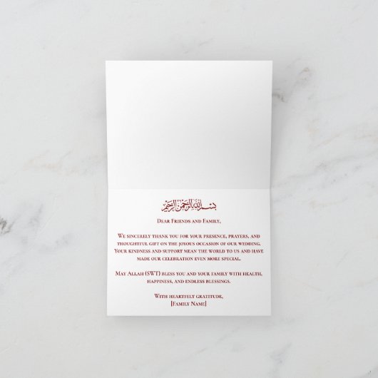 エレガントバライスラーム結婚ズ サンキューカード (内部)