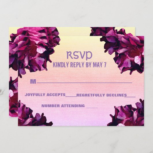 エレガントバラウェディングRSVP 招待状 (正面/裏面)