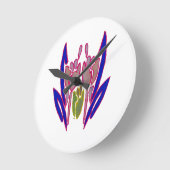 エレガントバラウォーターカラーアートプリント ラウンド壁時計 (傾斜)