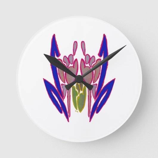 エレガントバラウォーターカラーアートプリント ラウンド壁時計 (正面)