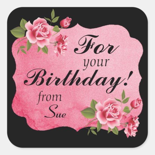 エレガントバラカスタムギフトステッカー スクエアシール (正面)