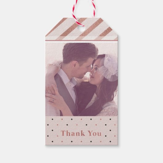 エレガントバラカスタム金ゴールド写真ありがとう ギフトタグ (正面)