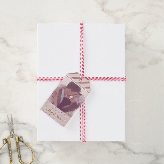 エレガントバラカスタム金ゴールド写真ありがとう ギフトタグ (より糸付き)