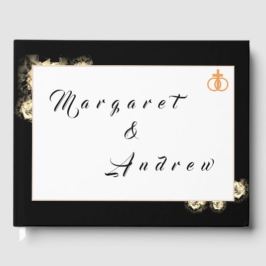 エレガントバラカソリッ結婚クの応答カード ゲストブック (正面)