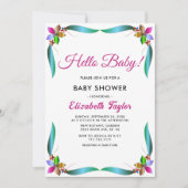 エレガントバラカラフル光沢フローラ赤ちゃんシャワー 招待状 (正面)