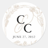 エレガントバラガーデントレリス書道モノグラム ラウンドシール (正面)