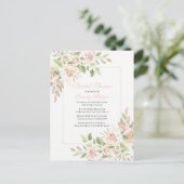 エレガントバラガーデンピンクフローラブライダルシャワー インビテーションポストカード (スタンド正面)