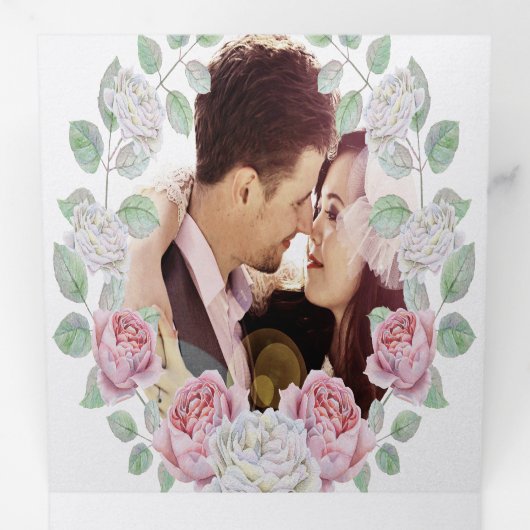 エレガントバラガーデンフローラ結婚リース 三つ折り招待状 (内部最初)