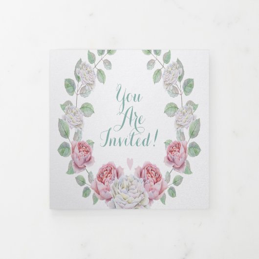 エレガントバラガーデンフローラ結婚リース 三つ折り招待状 (カバー)