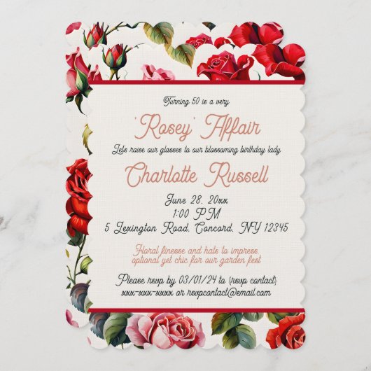 エレガントバラガーデン事件:マイルストーンお祝い 招待状 (正面/裏面)