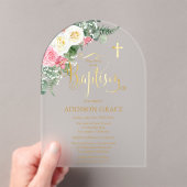 エレガントバラガーデン – ガールバプティスマ – フェイク金ゴールド アクリル招待状 (インサイチュ (ポータブル))