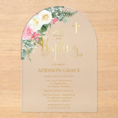 エレガントバラガーデン – ガールバプティスマ – フェイク金ゴールド アクリル招待状 (正面)