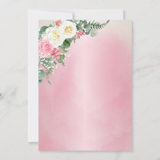 エレガントバラガーデン – ガールバプティスマ – フェイク金ゴールド 招待状 (裏面)