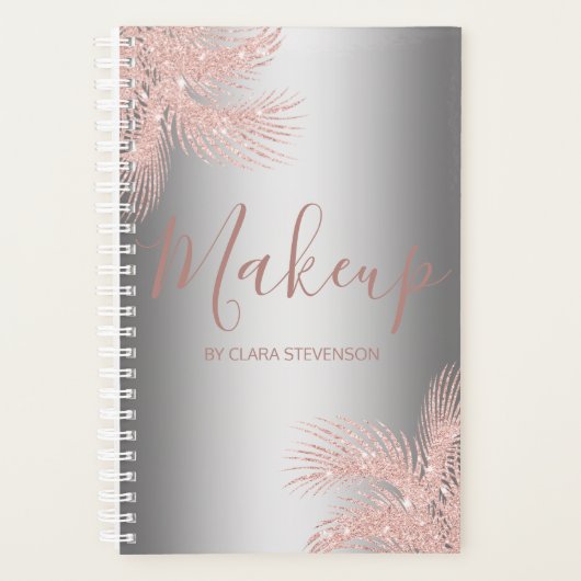 エレガントバラガーリー金ゴールドグリッター銀ヤシメイクアップ プランナー手帳 (正面)