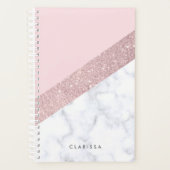 エレガントバラガーリー金ゴールド白大理石ピンク プランナー手帳 (正面)