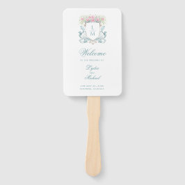 エレガントバラクレストモノグラム結婚式 プログラム ハンドファン