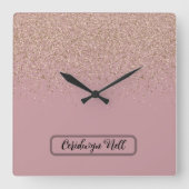 エレガントバラグリッターモノグラム名 | スクエア壁時計 (正面)