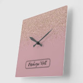 エレガントバラグリッターモノグラム名 | スクエア壁時計 (傾斜)