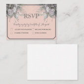 エレガントバラグレー&グレーのメニュー選択RSVPポストカード エンクロージャーカード (正面/裏面)