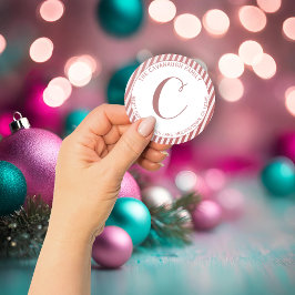 エレガントバラゴールドフォイルストライプモノグラムアドレス ラウンドシール