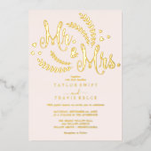 エレガントバラゴールドフォイル赤面結婚ズ 箔招待状 (正面)