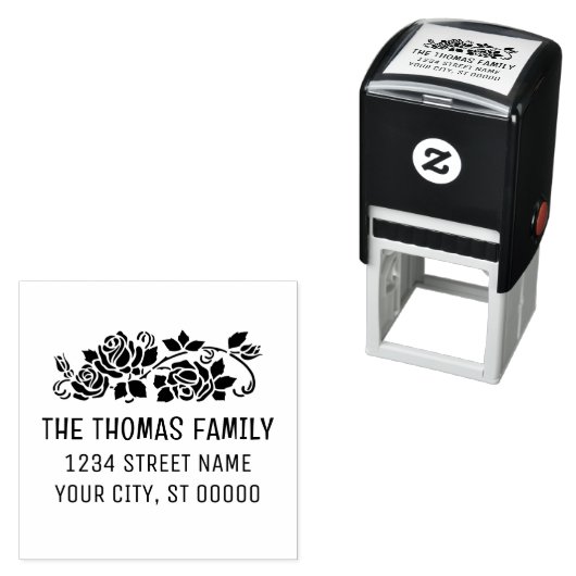 エレガントバラシルエットフラワー名アドレス セルフインキングスタンプ (インサイチュ)