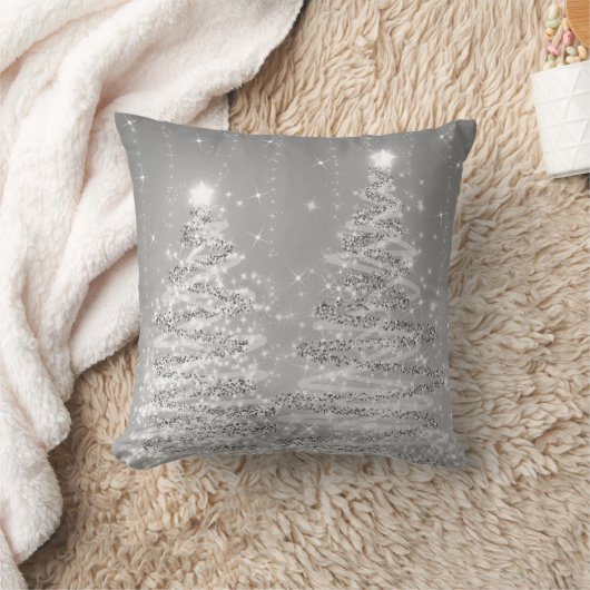 エレガントバラシルバークリスマスツきらめくリー クッション (ブランケット)
