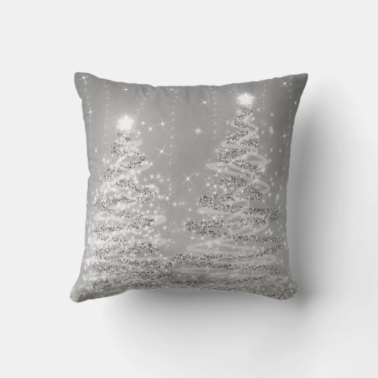 エレガントバラシルバークリスマスツきらめくリー クッション (裏面)