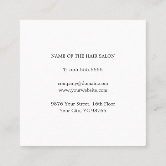 エレガントバラシンプル金ゴールドはさみ美容師 スクエア名刺 (裏面)