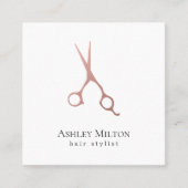 エレガントバラシンプル金ゴールドはさみ美容師 スクエア名刺 (正面)