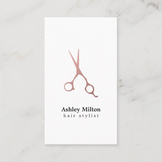 エレガントバラシンプル金ゴールドはさみ美容師 名刺 (正面)
