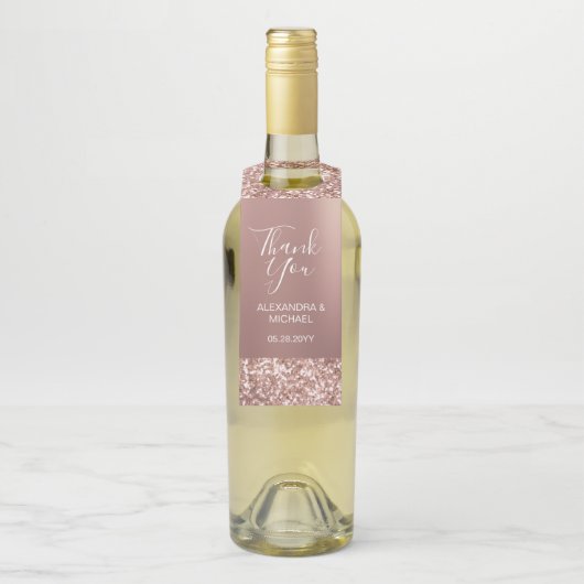 エレガントバラシンプル金ゴールドグリッターモダンありがとう ボトルネックタグ (ボトル)