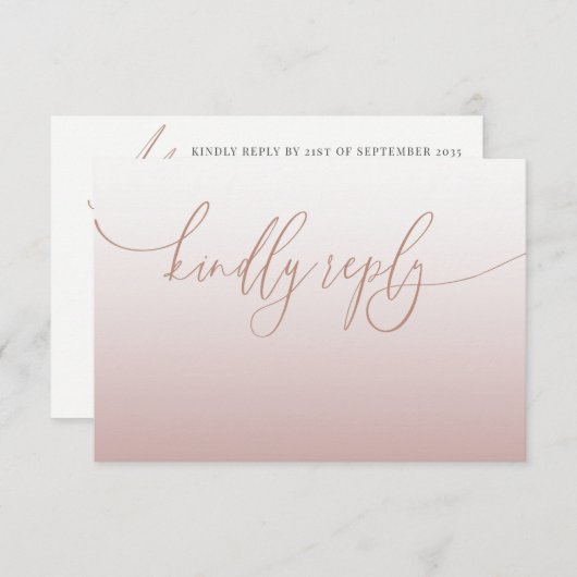 エレガントバラシンプル金ゴールドRSVP結婚の 出欠カード (正面/裏面)