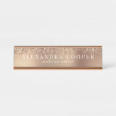 エレガントバラスタイリッシュ金ゴールドグリッターメイクアップアーティスト デスクネームプレート (正面)