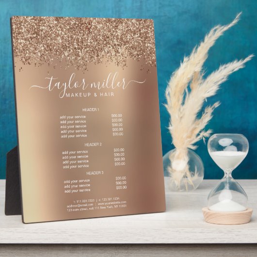 エレガントバラスタイリッシュ金ゴールドグリッターメイク&ヘア フォトプラーク (側面)