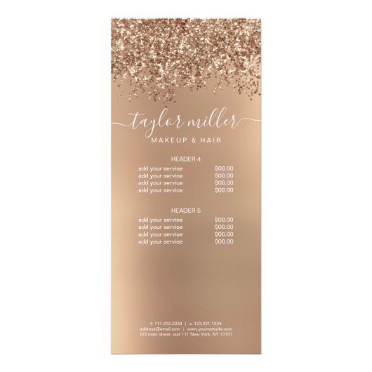 エレガントバラスタイリッシュ金ゴールドグリッターメイク&ヘア ラックカード (裏面)